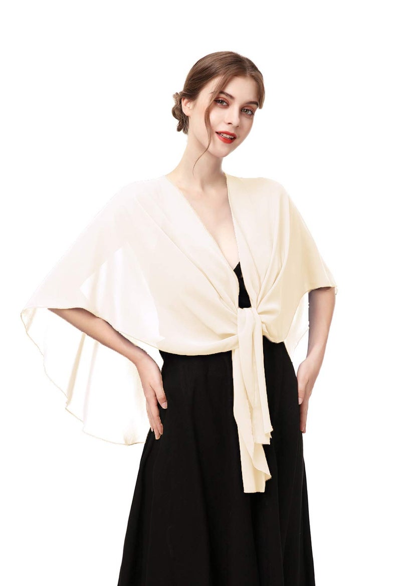 Hotshawl شالات شيفون نسائية من هوتشوال ولفائف، شال سكارف لحفلات الزفاف لفساتين السهرة (شامبانيا باهتة) - Image 3